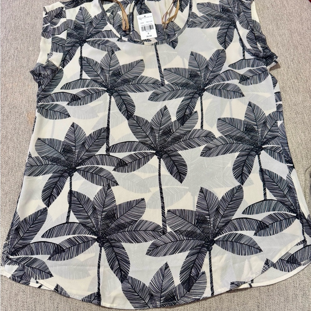 My Danielle Black Palm Tree Top Women's Blouse